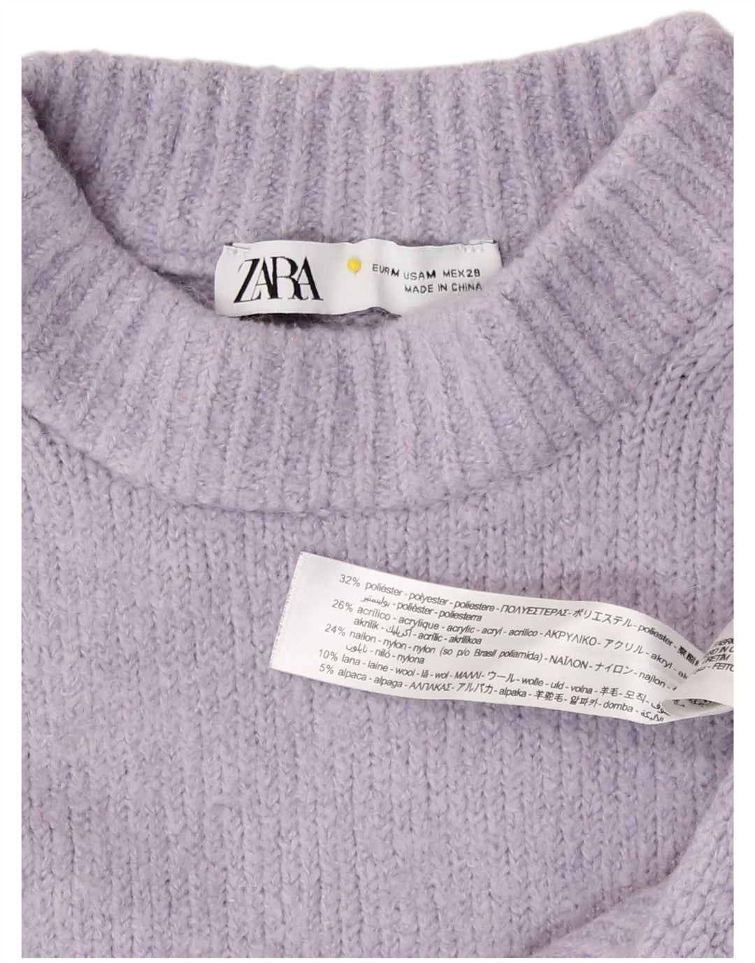 Pulover cu gât țestoasă pentru femei Zara UK 14 Poliester violet mediu