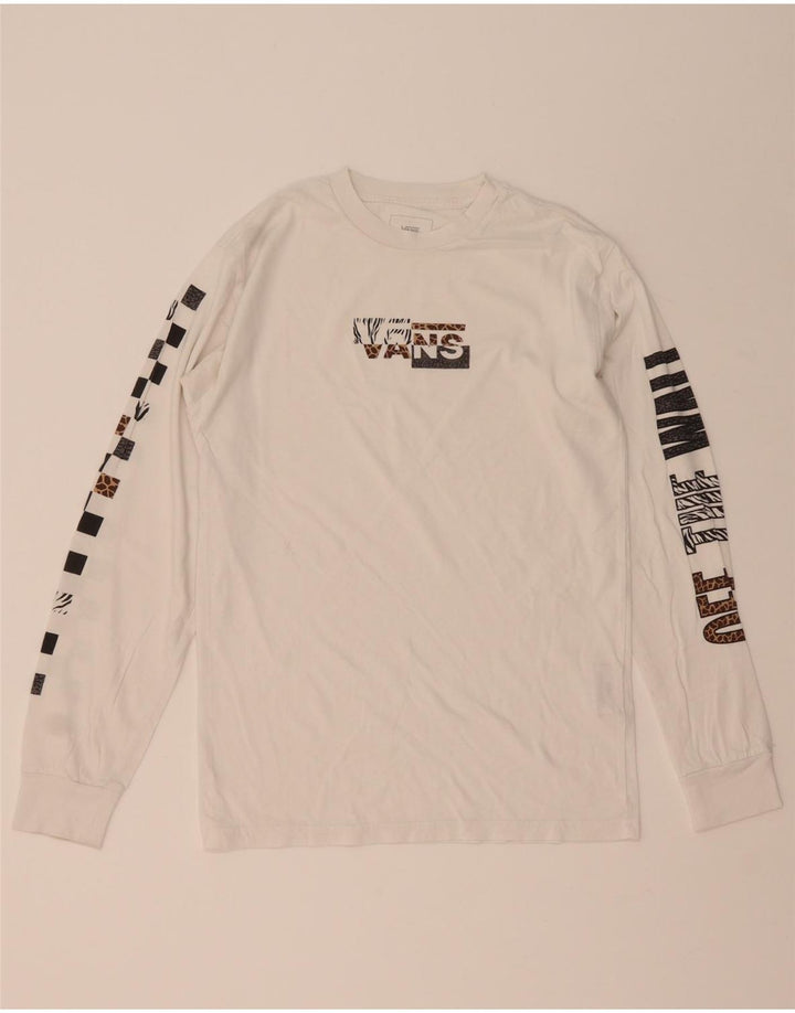 VANS Bărbați Classic Fit Graphic Top cu mânecă lungă, mic, alb, bumbac