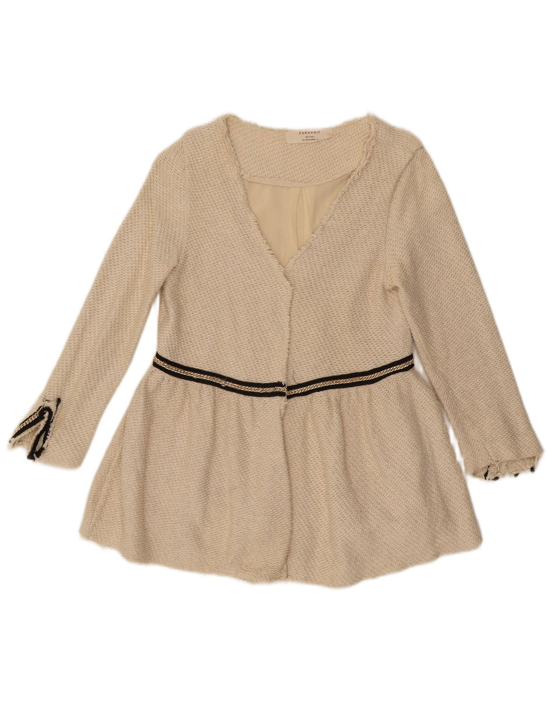 Jachetă Blazer pentru femei Zara UK 12 Medium Bej Bumbac