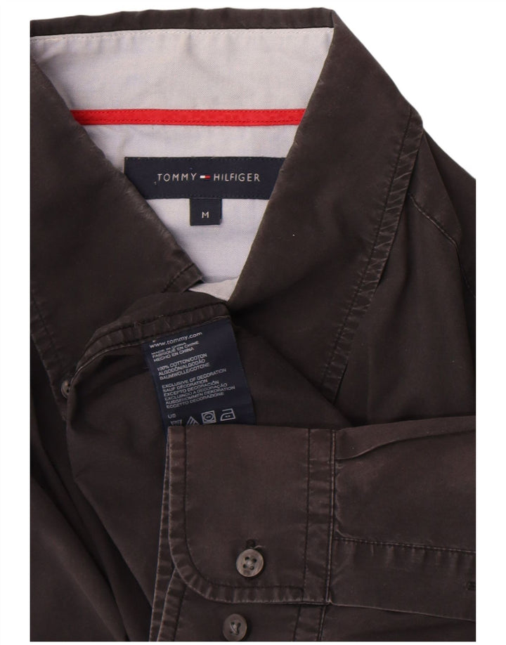 Cămașă Tommy Hilfiger pentru bărbați, bumbac mediu negru
