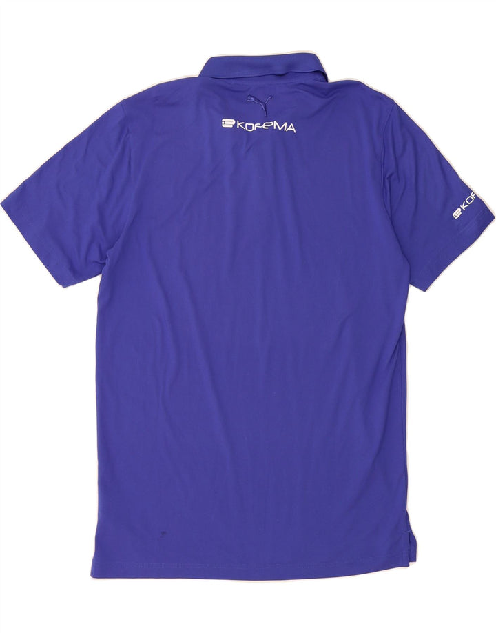 PUMA Mens Graphic Polo Shirt Medium Blue Polyester Vintage Puma and Second-Hand Puma from Messina Hembry 