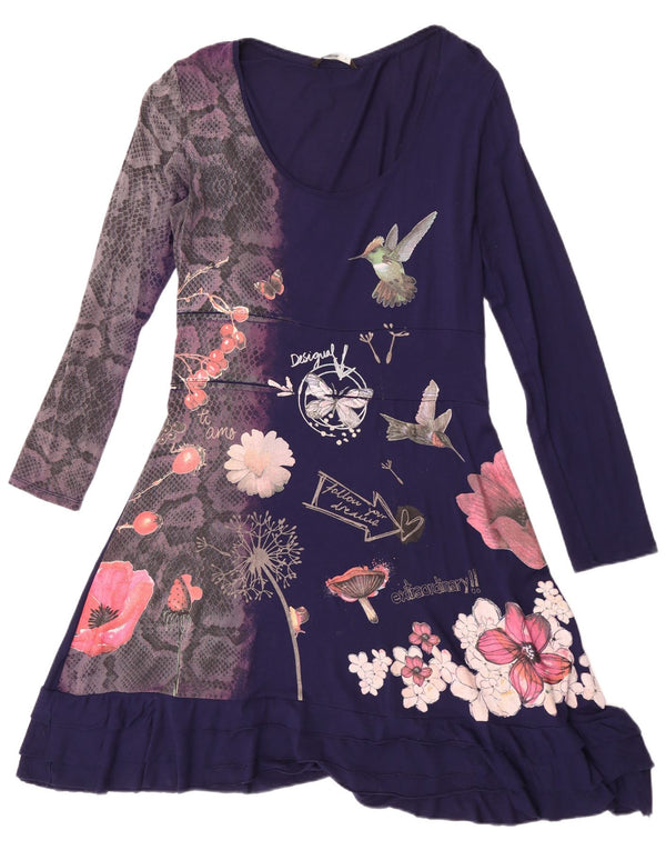 Rochie A-Line cu mânecă lungă Desigual pentru femei UK 18 XL Bleumarin Floral
