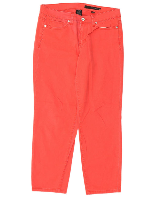 Pantaloni tăiați pentru femei Calvin Klein, slim fit US 10 Medium W30 L26 Roșu
