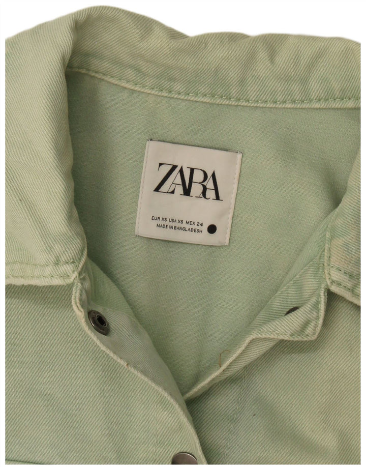 Jachetă de blugi supradimensionată pentru femei Zara UK 6 XS Verde