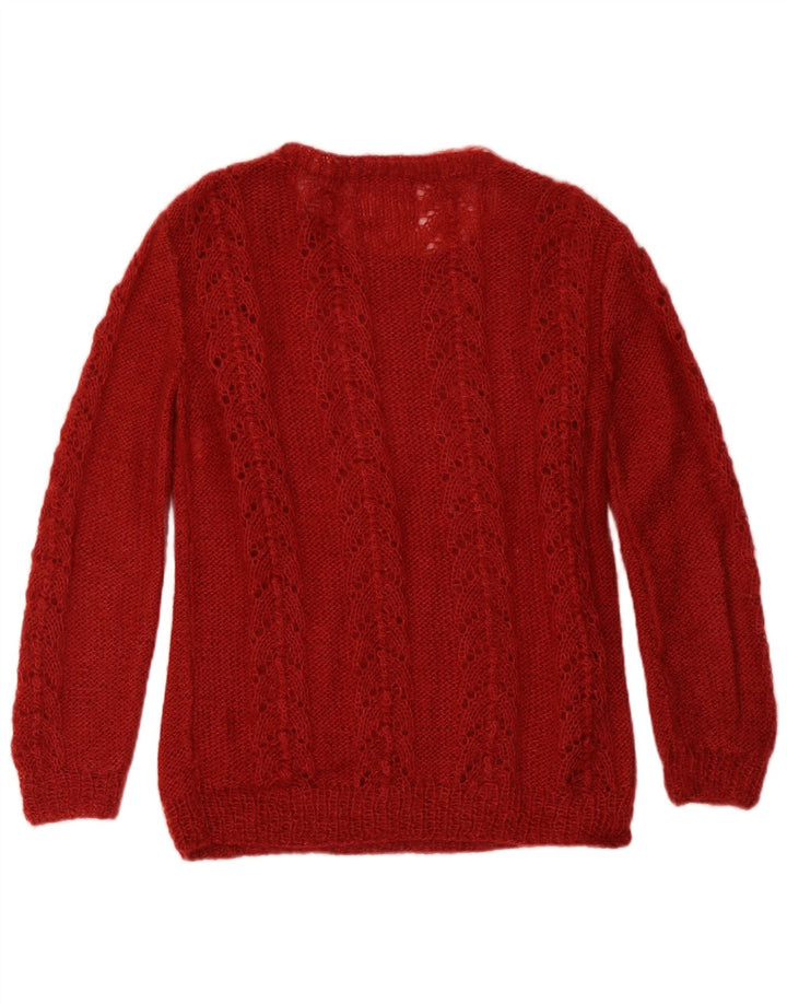 Pulover vintage pentru femei, cu model abstract, cu gât rotund, pulover UK 12 Burgu mediu