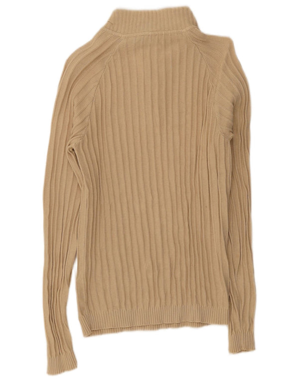 Pulover pentru femei Trussardi Jeans, cu fermoar și gât, UK 16, mare, bej, bumbac