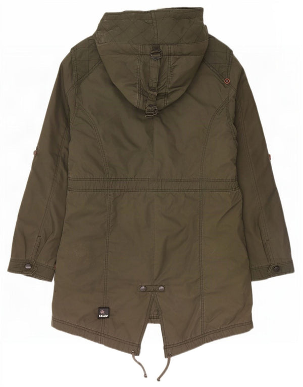 KHUJO Womens Hooded Parka Jacket UK 20 2XL Khaki Polyester