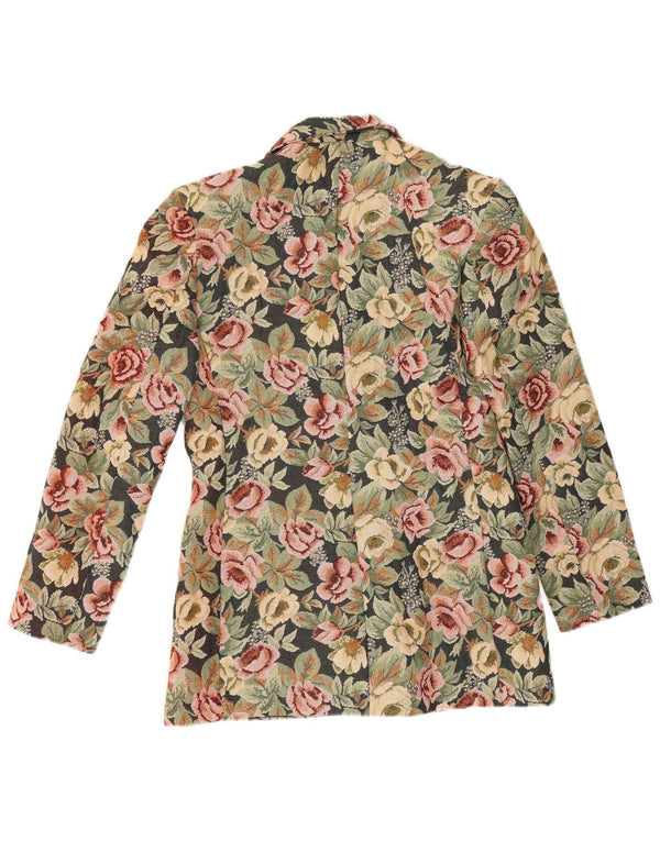 Jachetă vintage pentru femei la dublu piept UK 14 Medium Green Floral