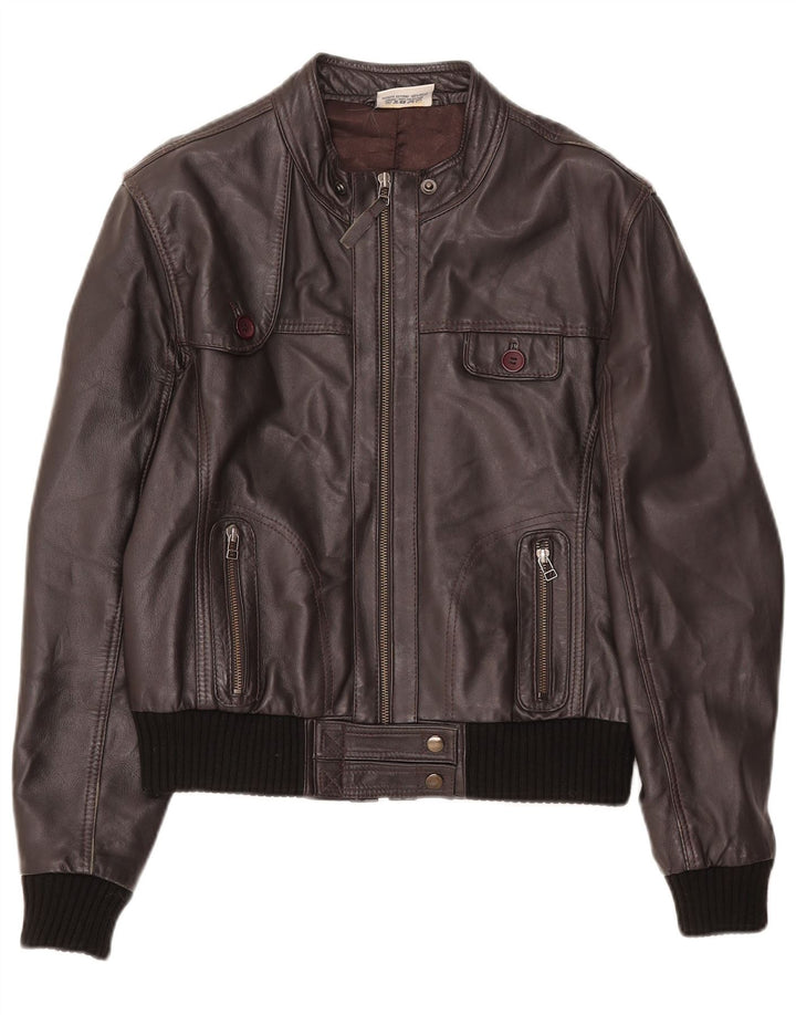 In Extenso jachetă de piele bomber pentru femei UK 18 XL maro