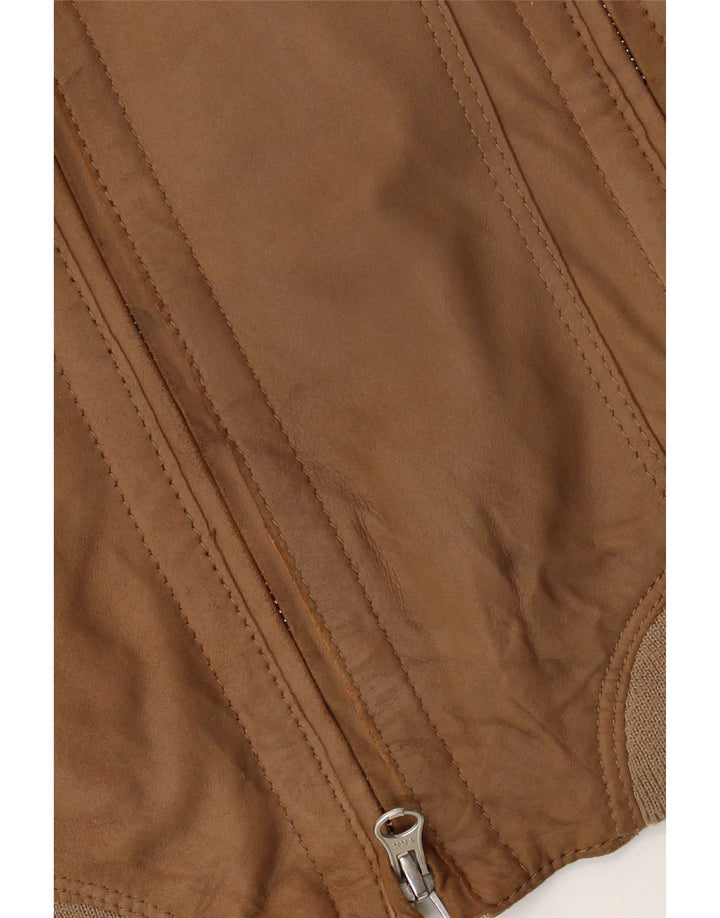 Jachetă Bomber Vintage de piele intoarsa pentru femei IT 42 Medium Brown Leather