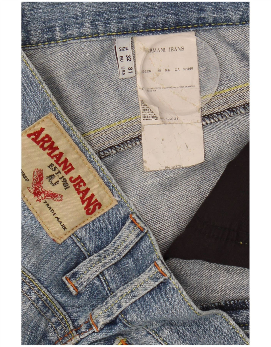 Blugi slim pentru bărbați Armani Distressed W32 L34 Bumbac albastru