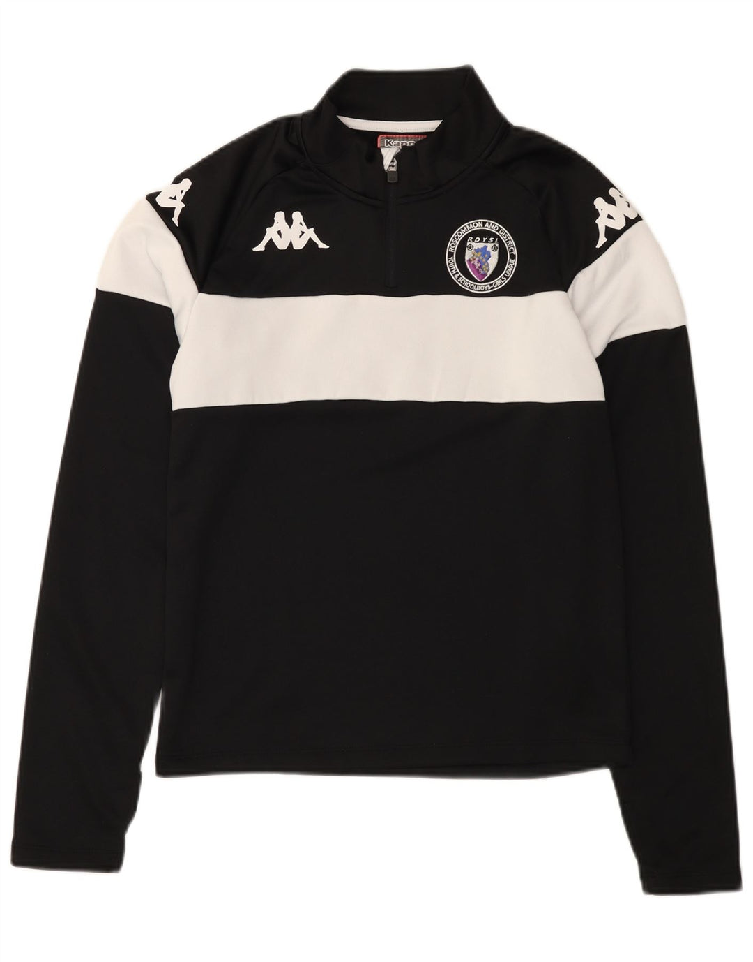 Top de trening KAPPA pentru bărbați, cu grafic, cu fermoar, cu decolteu, cu pulover, negru, colorblock