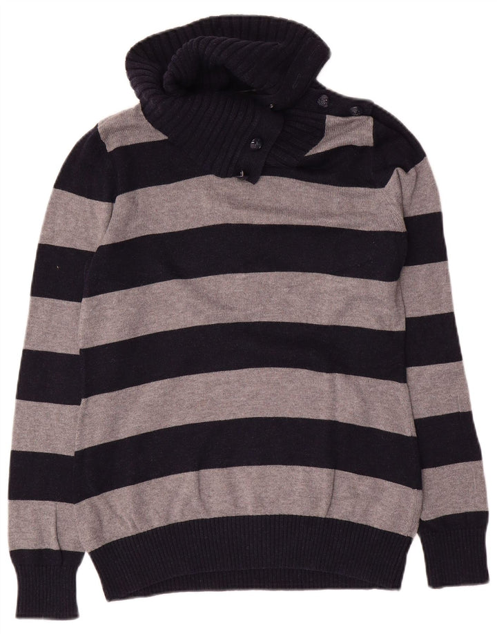 Pulover pentru femei Massimo Dutti cu gât cu nasturi, UK 12 Medium Bleumarin