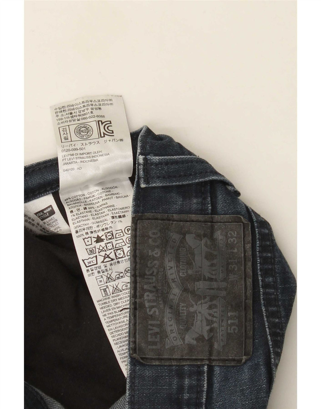 Blugi pentru bărbați Levi's 511 Slim W31 L32 Bumbac bleumarin