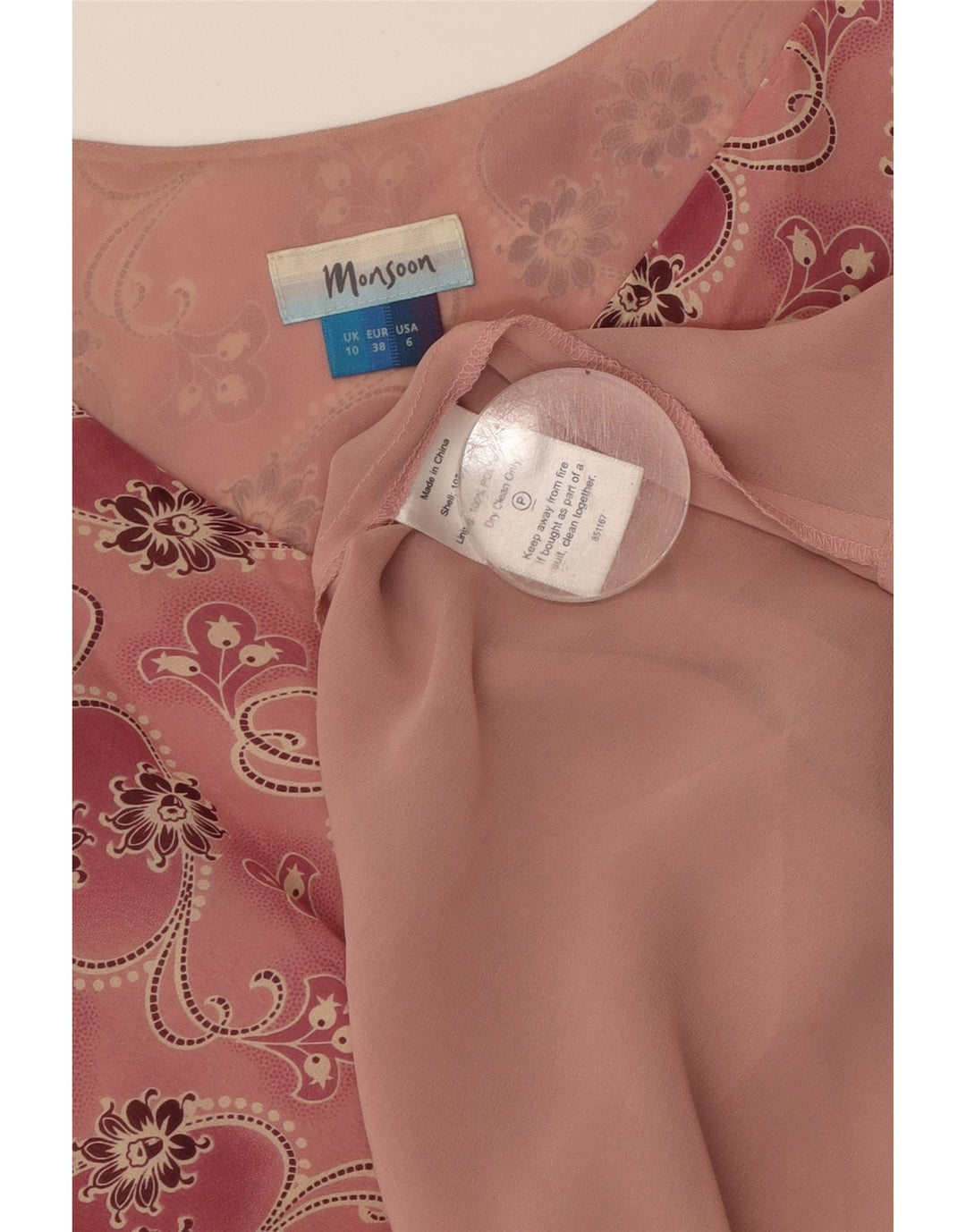 MONSOON Rochie Maxi fără mâneci pentru femei UK 10 Small Pink Floral Silk