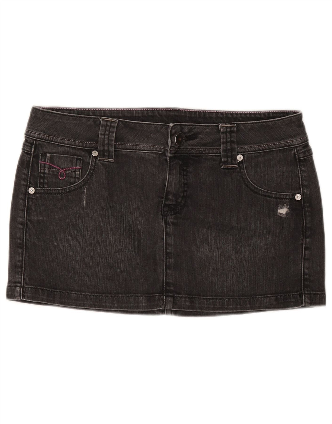 BENETTON Fusta Denim Distressed IT 44 Medium W30 Bumbac Gri