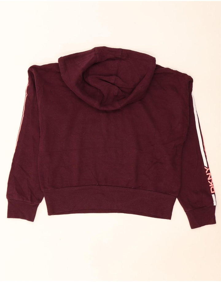 Jumper Dkny Crop Oversized Hoodie pentru femei UK 14 Medium Burgundy Bumbac