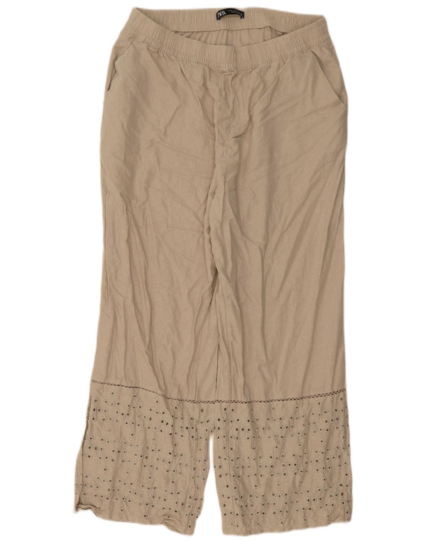 Pantaloni casual pentru femei Zara XL W36 L28 Bej In