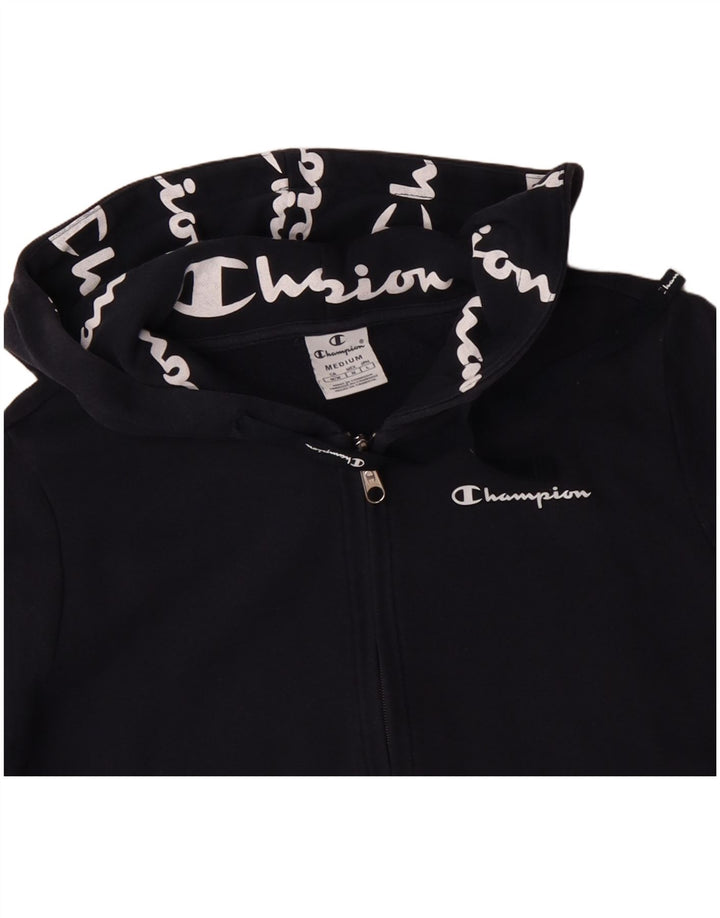 Pulover pentru femei CHAMPION, cu fermoar, UK 14, bumbac, albastru bleumarin mediu