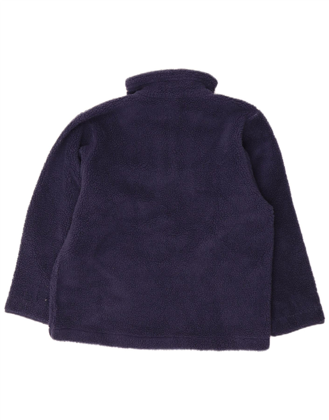 Pulover VINTAGE pentru femei, cu fermoar și gât, din fleece UK 16, mare, albastru marin Fair Isle