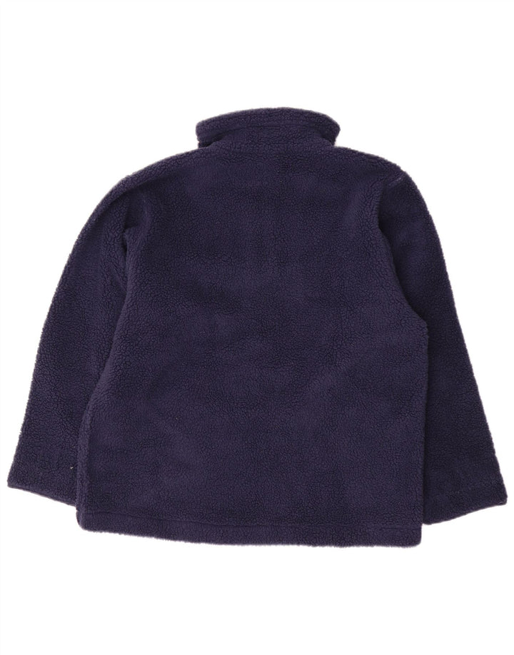 Pulover VINTAGE pentru femei, cu fermoar și gât, din fleece UK 16, mare, albastru marin Fair Isle