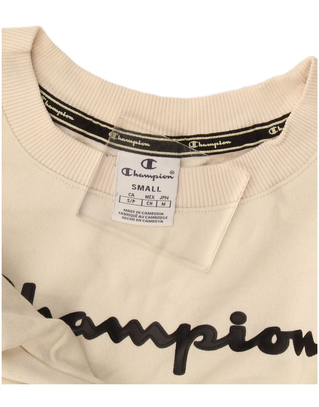 Pulover supradimensionat cu grafic pentru femei Champion UK 10 Small Off White