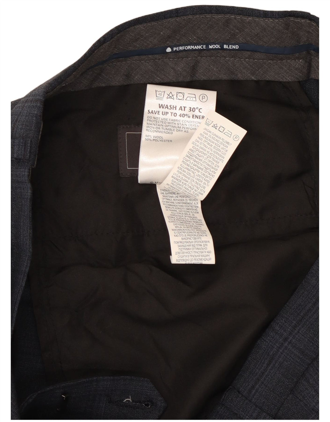 Pantaloni de costum pentru bărbați Marks & Spencer, croiți, L32 L33, bleumarin, carouri
