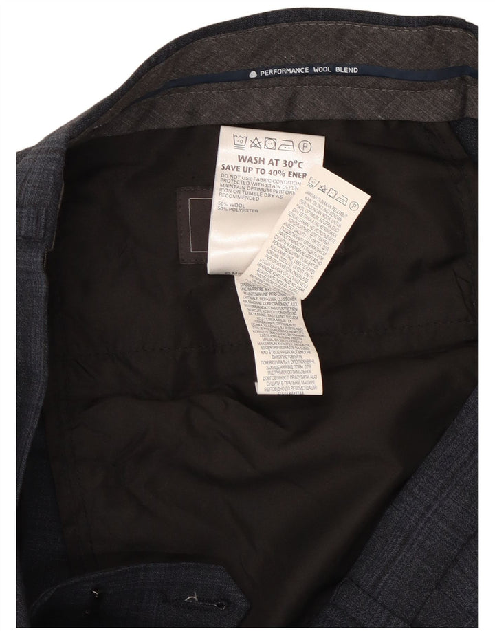 Pantaloni de costum pentru bărbați Marks & Spencer, croiți, L32 L33, bleumarin, carouri