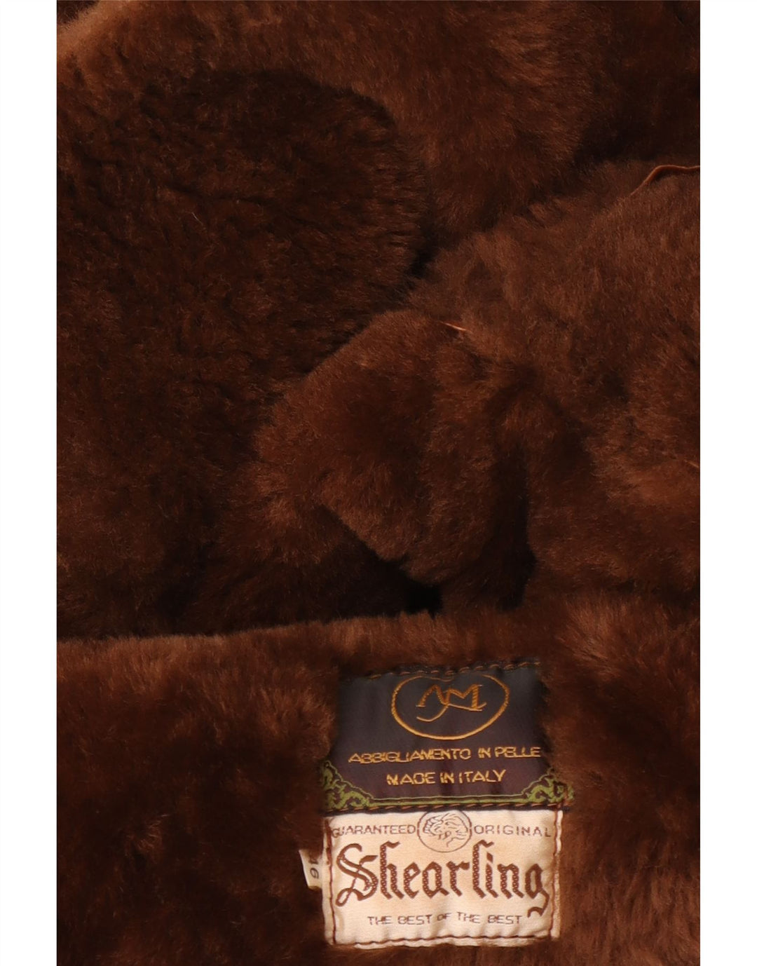 Jachetă vintage pentru bărbați din shearling IT 46, maro, din shearling