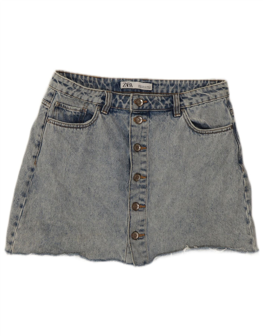 Fusta Mini Denim Zara Womens Acid Wash Medium W28 Blue