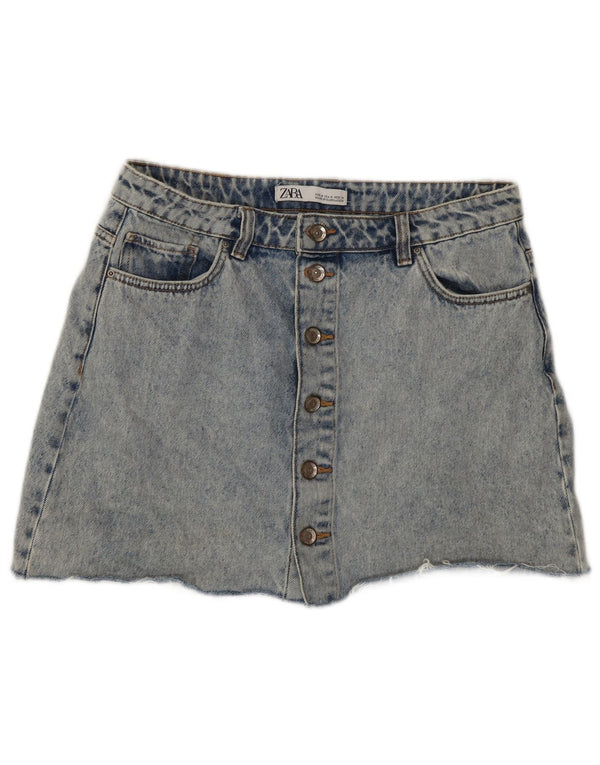 Fusta Mini Denim Zara Womens Acid Wash Medium W28 Blue
