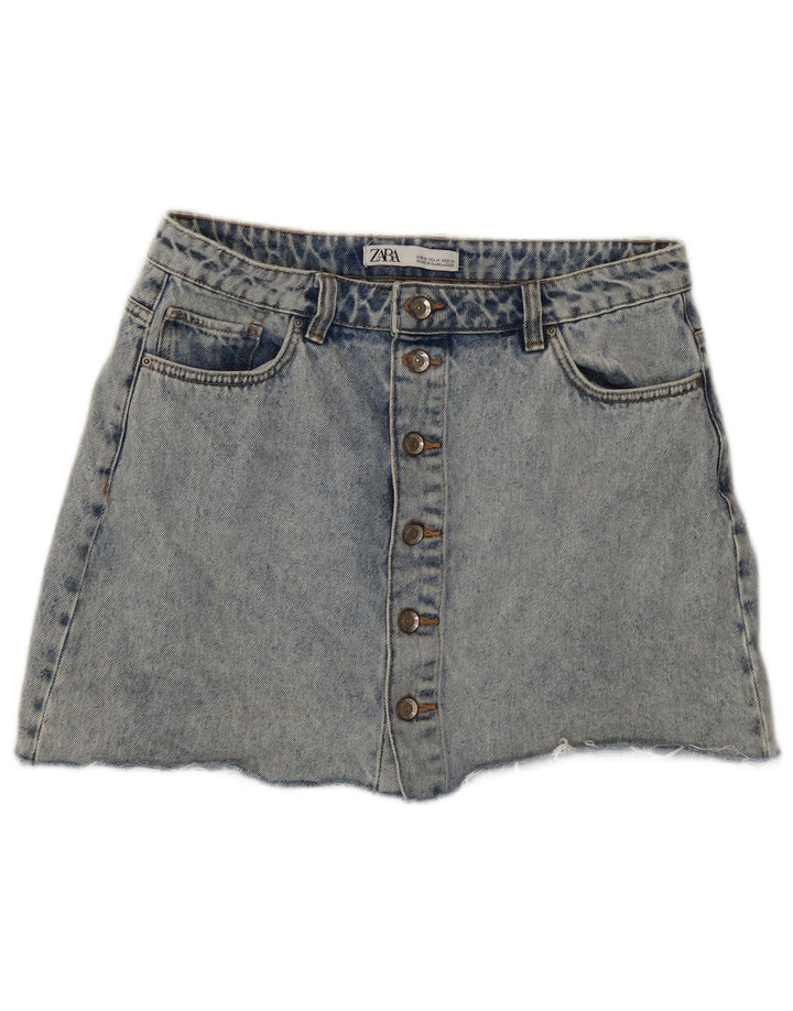 Fusta Mini Denim Zara Womens Acid Wash Medium W28 Blue
