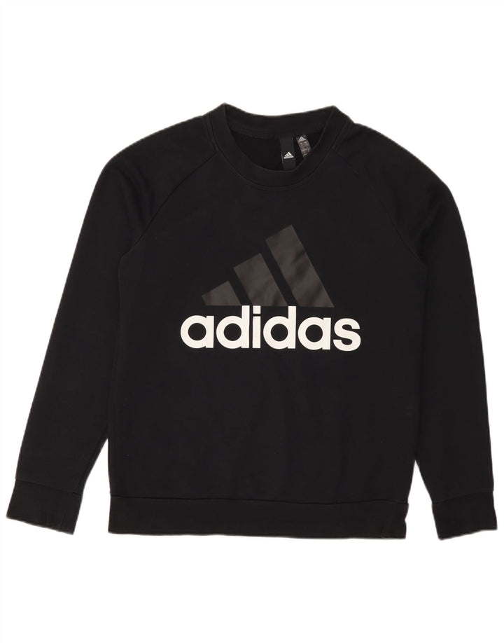 ADIDAS Pulover cu grafic pentru femei UK 12/14 Bumbac mediu negru