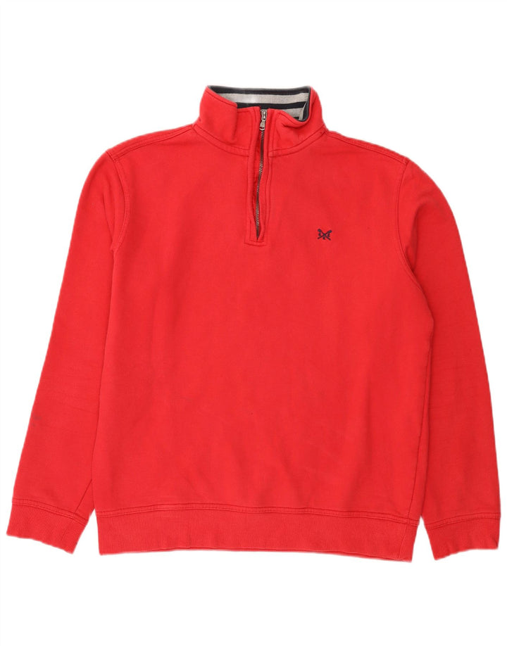 Crew Clothing Hanorac pentru bărbați cu fermoar și gât Pulover Bumbac roșu mediu