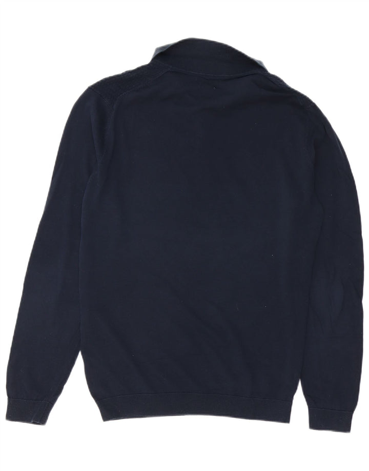 MASSIMO DUTTI Pulover cu gât polo pentru bărbați, bumbac mediu albastru bleumarin