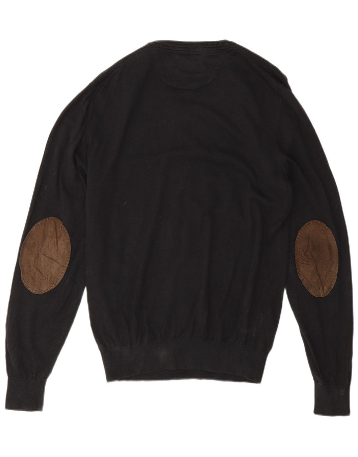 Massimo Dutti Pulover cu decolteu în V pentru bărbați, XL, bumbac negru