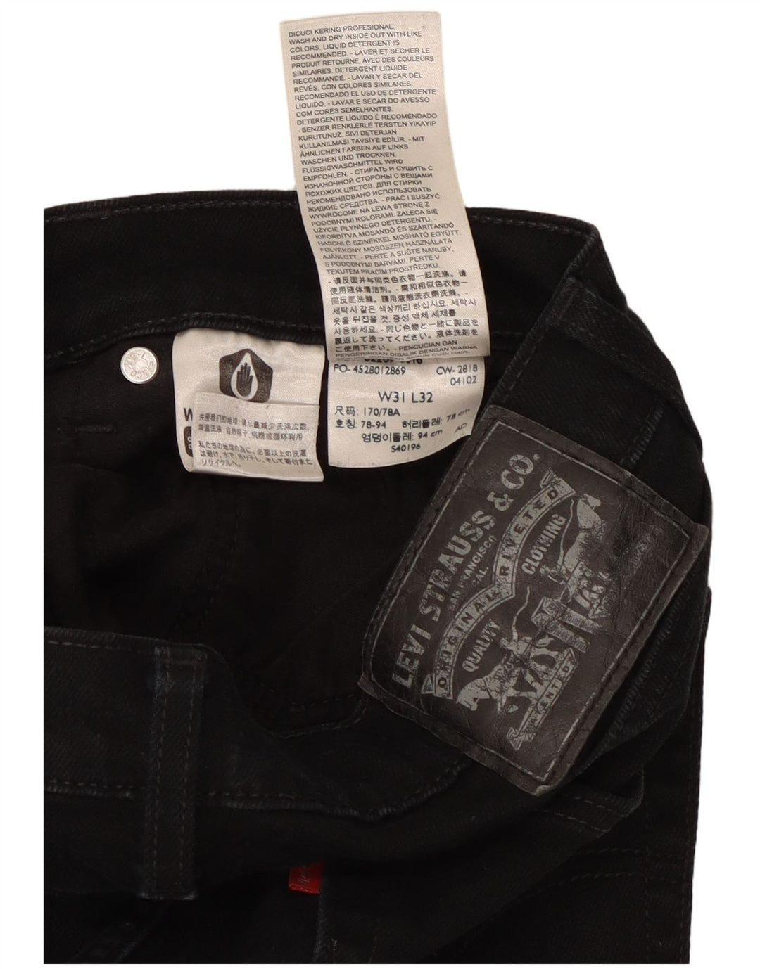 Blugi skinny pentru bărbați LEVI'S W31 L29 bumbac negru