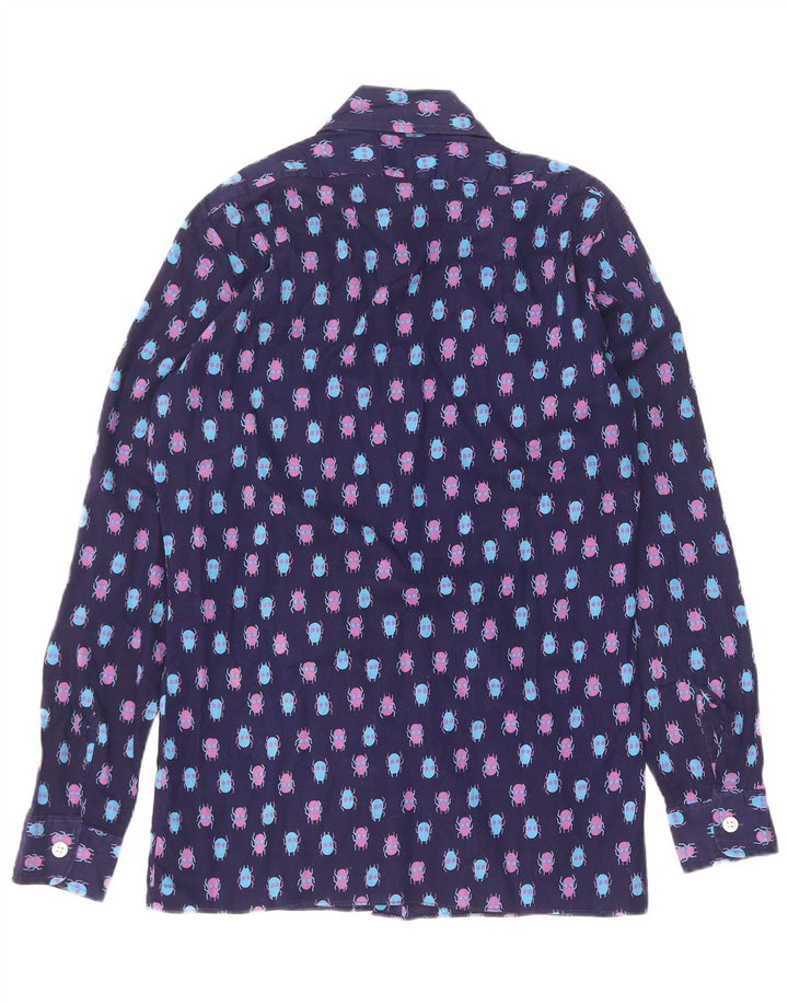 Cămașă Vintage pentru bărbați cu model abstract Mărimea 37 mic Bumbac bleumarin