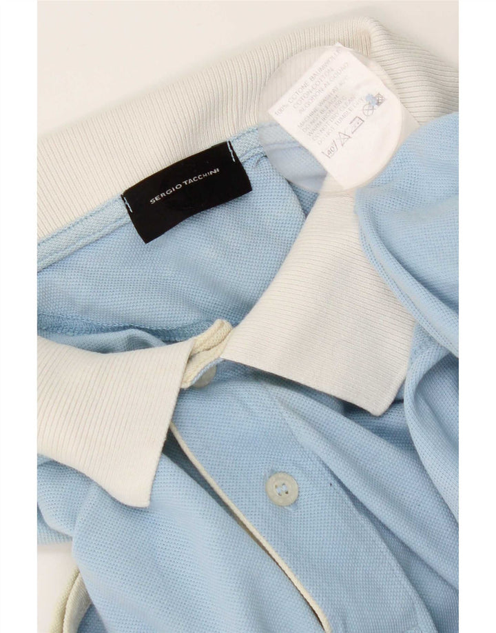Cămașă polo Sergio Tacchini pentru bărbați IT 48, albastru mediu, bumbac color bloc