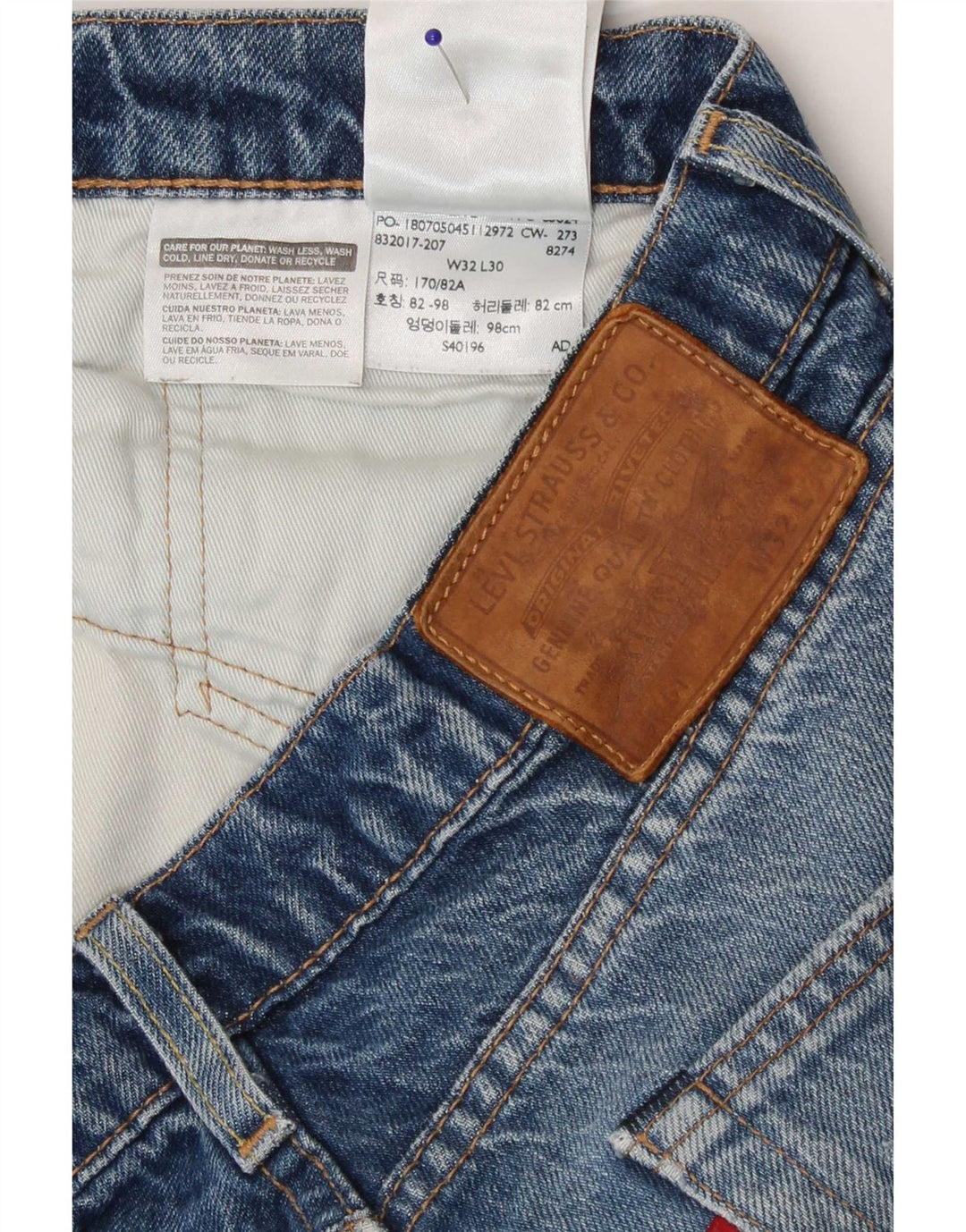 Blugi drepți distressed pentru bărbați Levi's W32 L30 Bumbac albastru