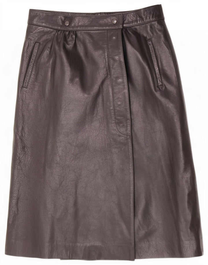 Fusta Wrap din piele vintage pentru femei W28 Medium Black