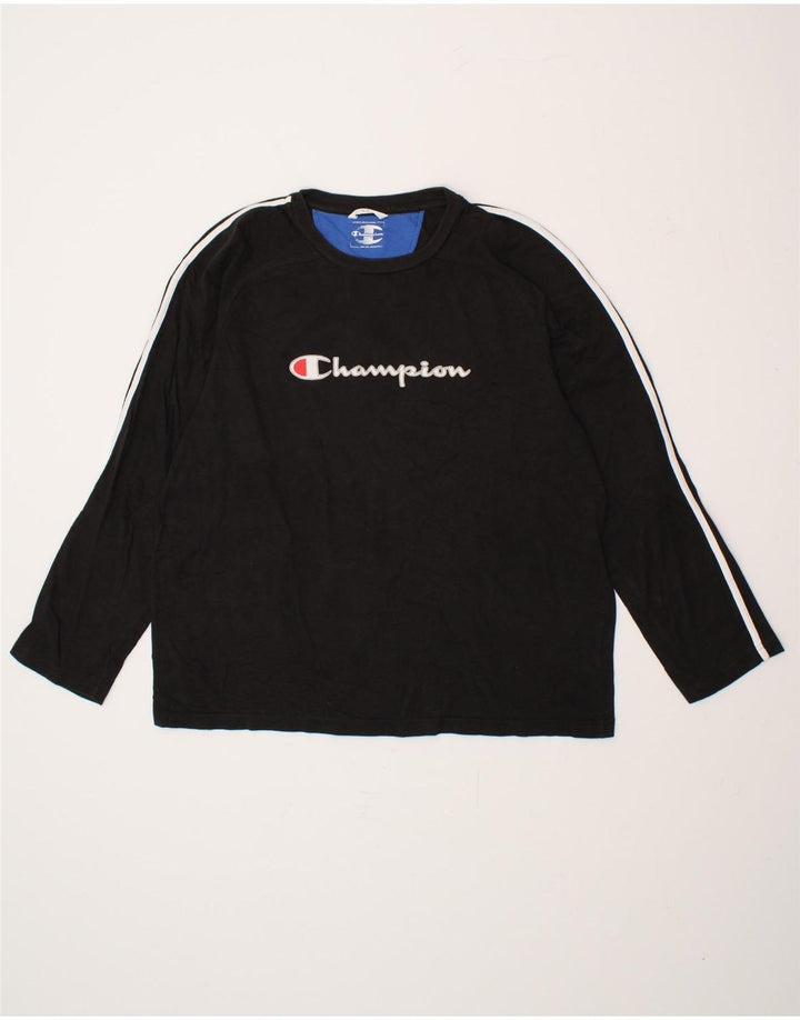 CHAMPION Womens Graphic Top Long Sleeve UK 20 2XL Black Vintage Champion and Second-Hand Champion from Messina Hembry 