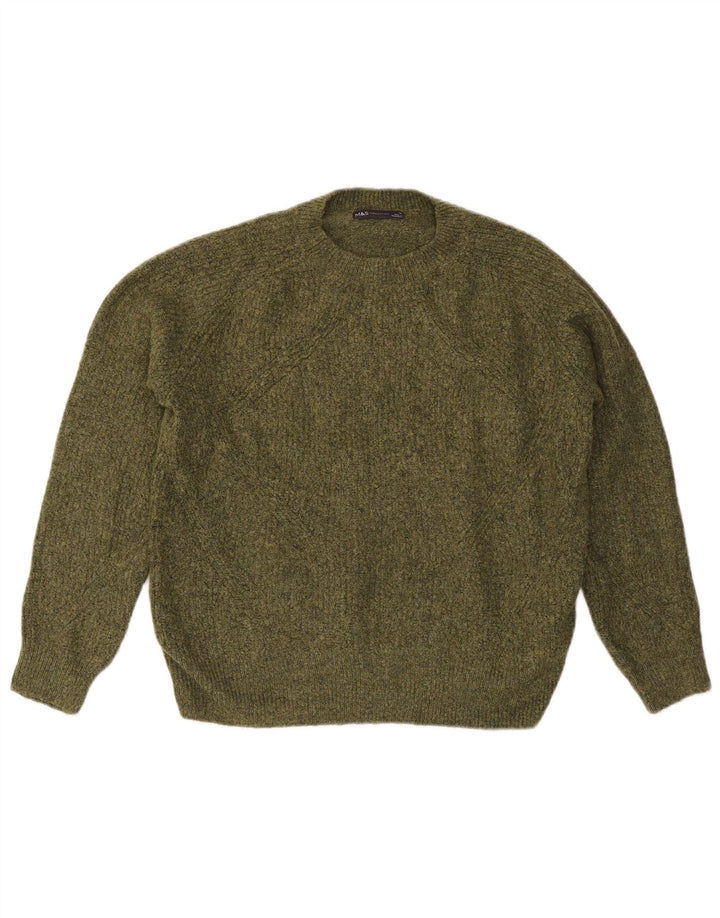 Pulover pentru femei Marks & Spencer cu decolteu rotund UK 14 Medium Kaki Acrilic