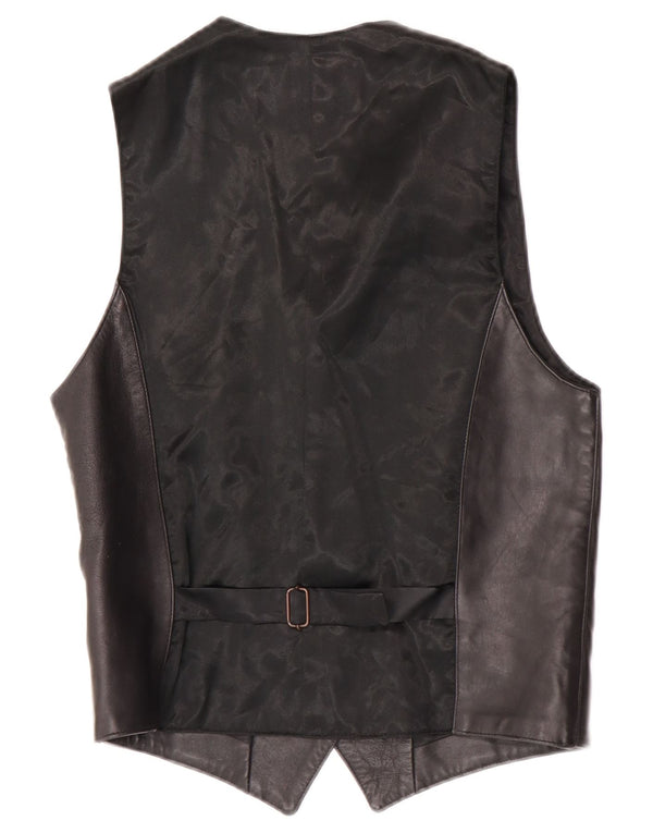 Vestă din piele vintage pentru femei UK 10 Mică, neagră, piele cu imprimeu animal