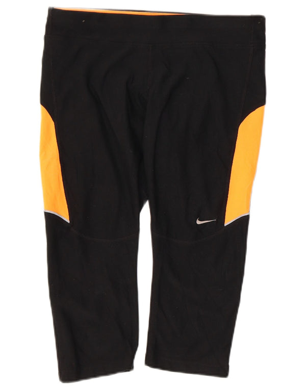 Leggings NIKE Dri Fit Capri pentru femei UK 14 Medium Black Colorblock