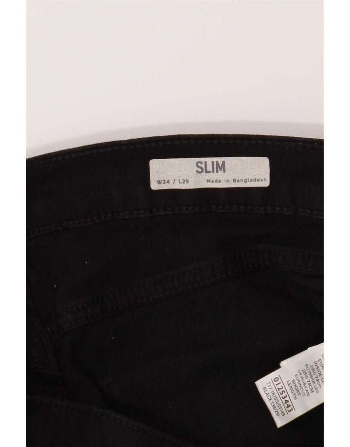 Blugi slim pentru bărbați Marks & Spencer W34 L29 bumbac negru