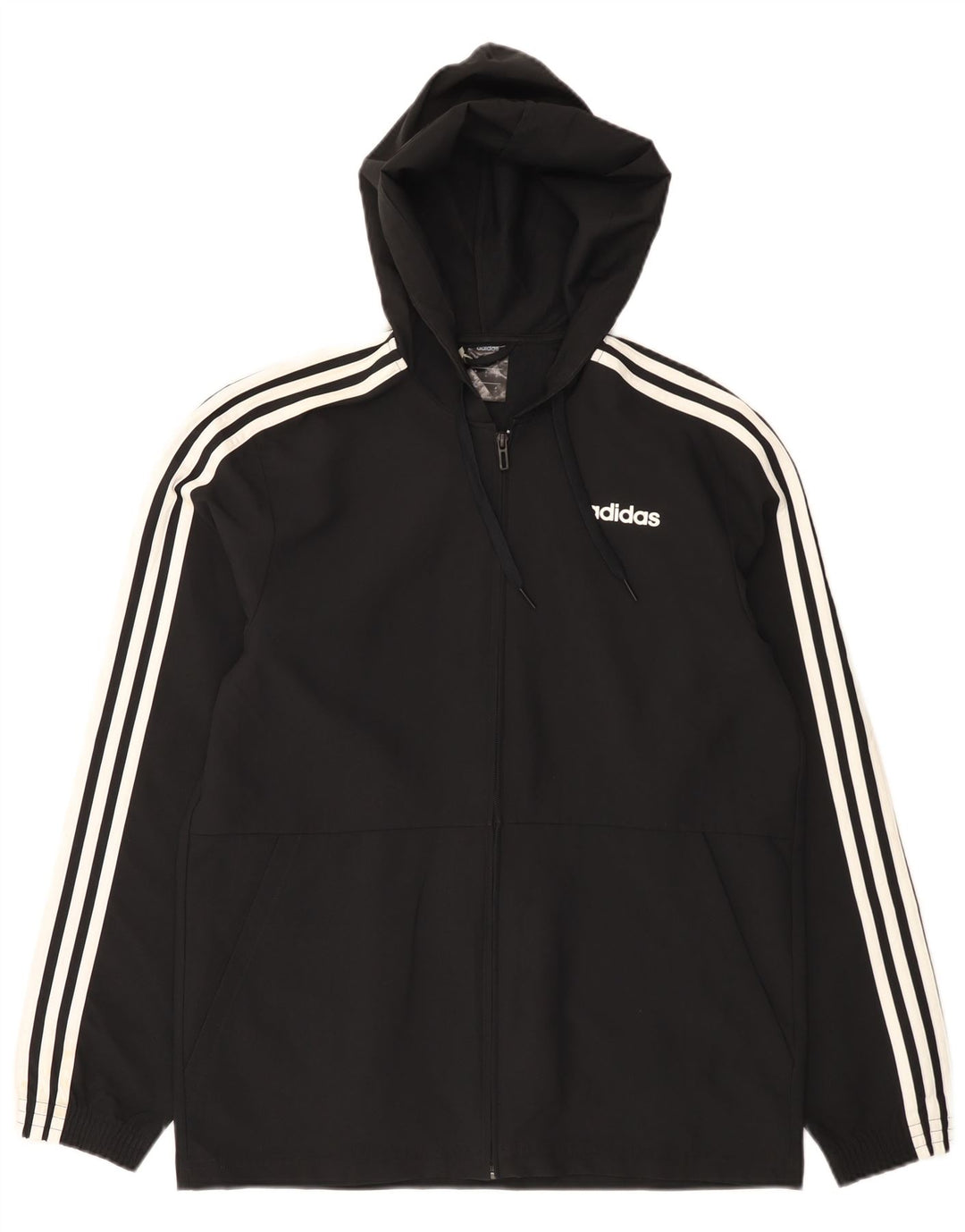 Jachetă de top pentru trening cu glugă Adidas pentru bărbați, poliester negru mic