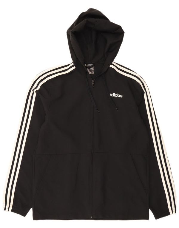 Jachetă de top pentru trening cu glugă Adidas pentru bărbați, poliester negru mic
