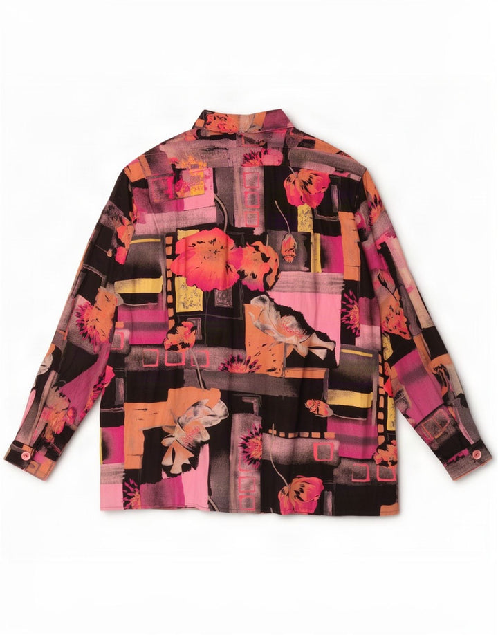 Bluză cămașă de epocă pentru femei UK 18 XL Multicolor Patchwork