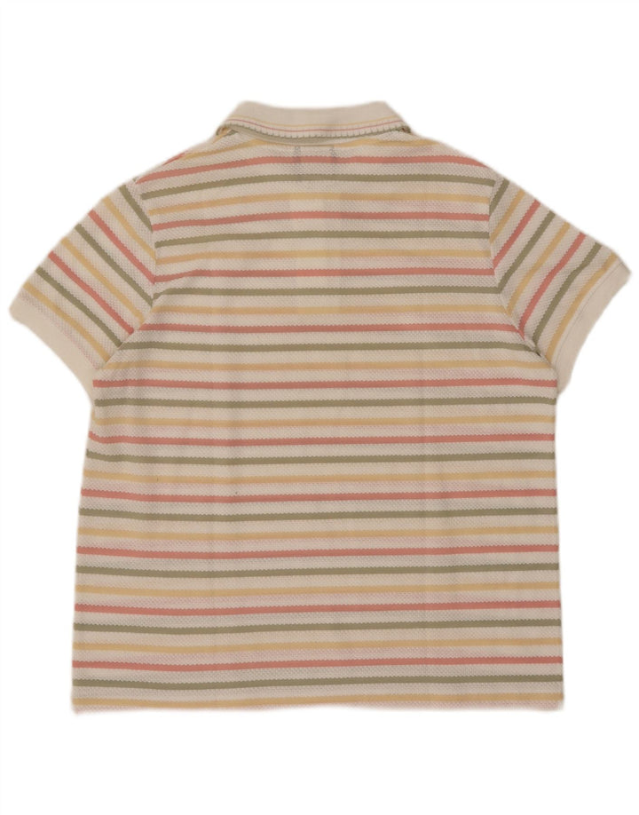 Pulover vintage cu gât polo pentru femei UK 14 Medium, multicolore, cu dungi